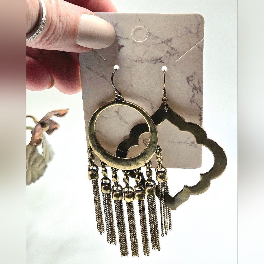 "5/$40" Vintage Mismatched Brass Statement Dangle Earrings